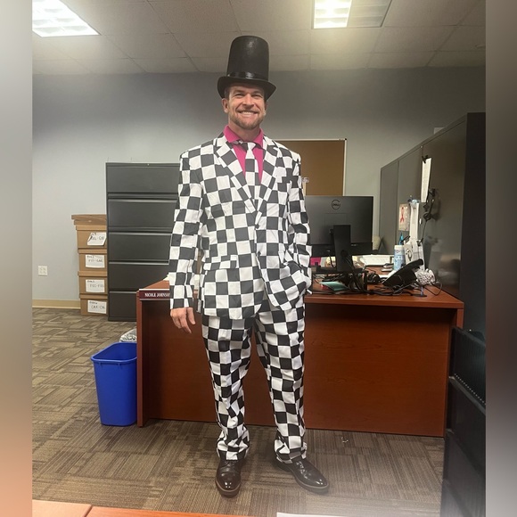 Mad Hatter checkered Suit Alice in Wonderland Halloween Party Costume SHIPS 2DAY - Picture 3 of 3